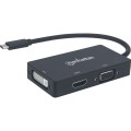 Концентратор Intracom USB3.1 Type-C to HDMI/DVI-I/VGA Black Manhattan (152983)