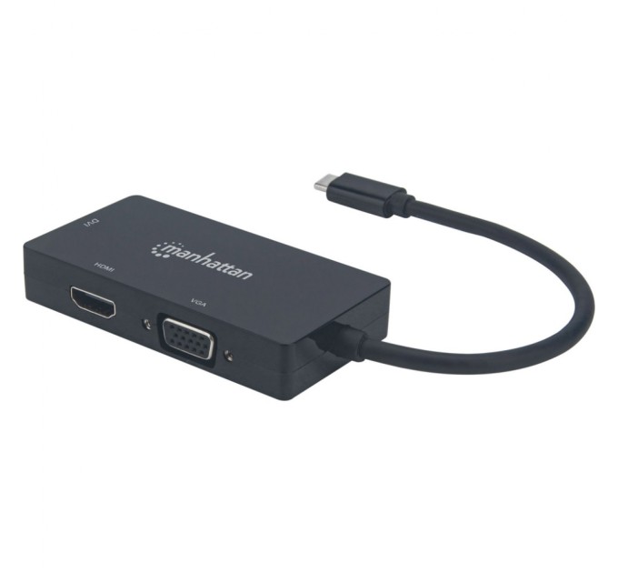 Концентратор Intracom USB3.1 Type-C to HDMI/DVI-I/VGA Black Manhattan (152983)