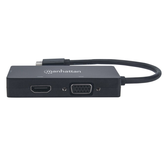 Концентратор Intracom USB3.1 Type-C to HDMI/DVI-I/VGA Black Manhattan (152983)