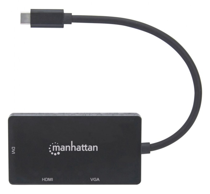 Концентратор Intracom USB3.1 Type-C to HDMI/DVI-I/VGA Black Manhattan (152983)