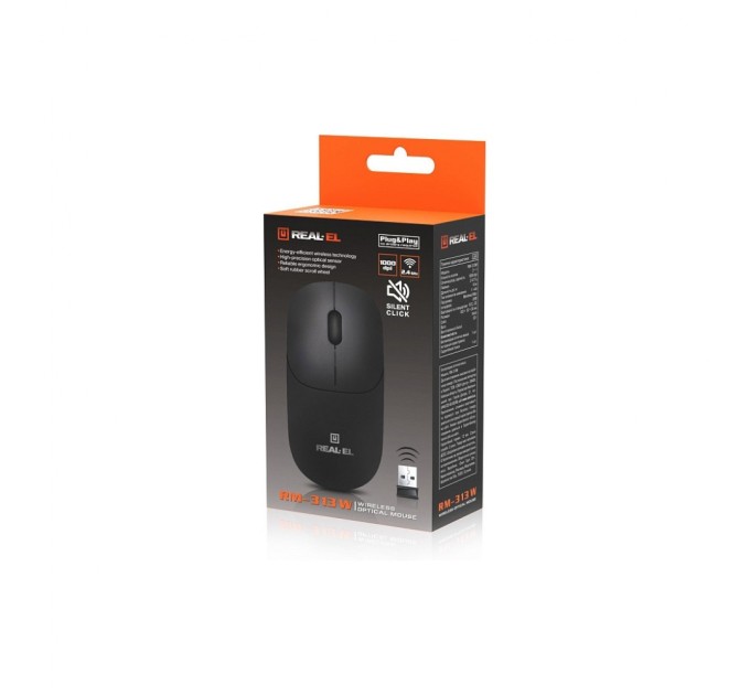 Мишка REAL-EL RM-313W Wireless Black (EL123200042)