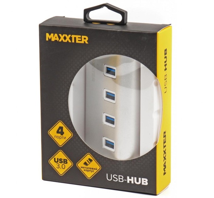 Концентратор Maxxter USB 3.0 Type-A 4 ports silver (HU3A-4P-01)