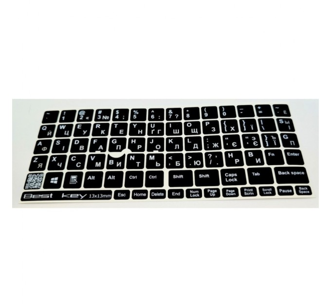 Наклейка на клавіатуру BestKey непрозора чорна, 76, срібний (BKU13SIL/011)