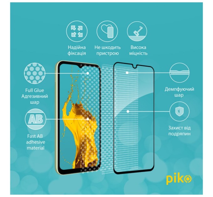 Стекло защитное Piko Full Glue Samsung A14 (1283126559785)