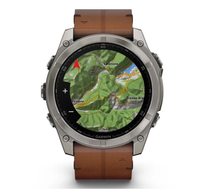 Смарт-годинник Garmin fenix 8 51mm,AMOLED,Sapphire, Bare Ti, Blk/Chsnt Lthr (010-02905-40)