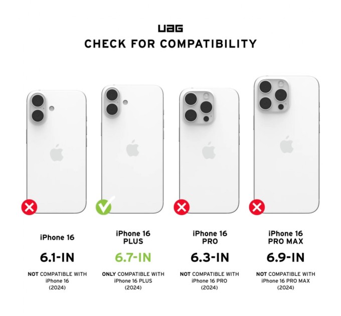 Чохол до мобільного телефона UAG iPhone 16 Plus Essential Armor Magsafe Black (114447114040)