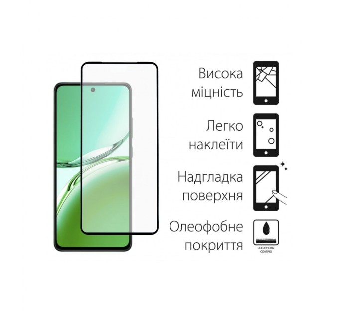 Скло захисне Dengos Full Glue OPPO Reno 12F 4G (black) (TGFG-374)