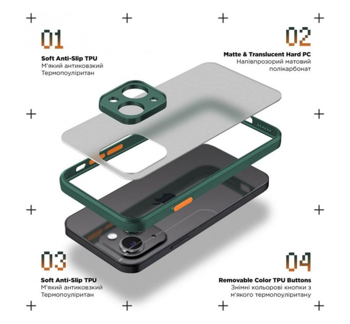 Чохол до мобільного телефона Armorstandart Frosted Matte Xiaomi Redmi Note 13 Pro+ 5G Dark Green (ARM71839)