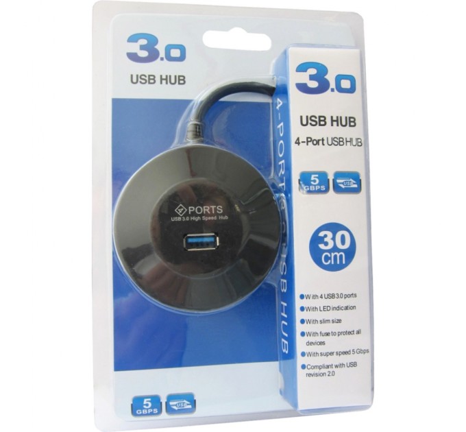 Концентратор Maiwo USB Type-A to 4х USB3.0 30cm (KH304-A)