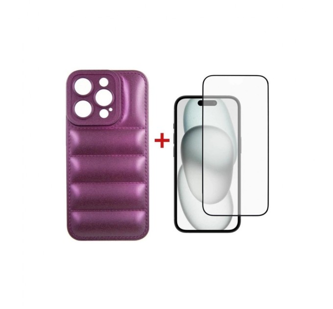 Чохол до мобільного телефона Dengos iPhone 15 Pro Case + Glass (Purple) (DG-KM-81)