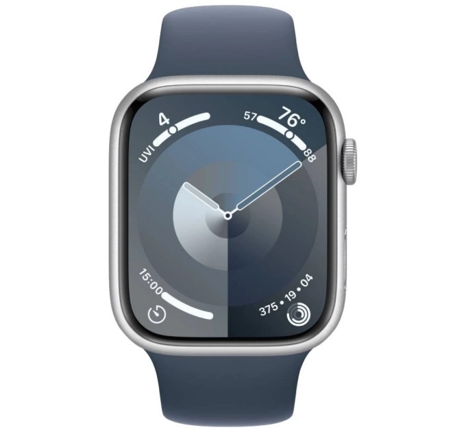 Смарт-годинник Apple Watch Series 9 GPS 41mm Silver Aluminium Case with Storm Blue Sport Band - M/L (MR913QP/A)