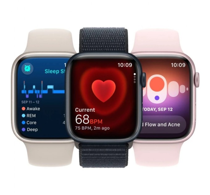 Смарт-годинник Apple Watch Series 9 GPS 41mm Silver Aluminium Case with Storm Blue Sport Band - M/L (MR913QP/A)