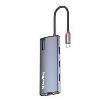 Порт-реплікатор ColorWay Docking Station USB-C 6-в-1 Type C PD 100W/USB3.0х3/HDMI 4К/RJ45 (CW-HUB02)