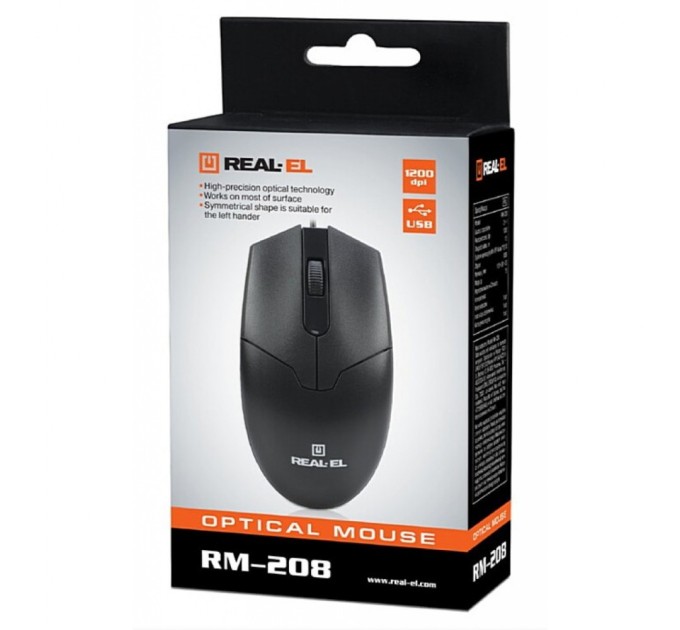 Мышка REAL-EL RM-208 USB Black