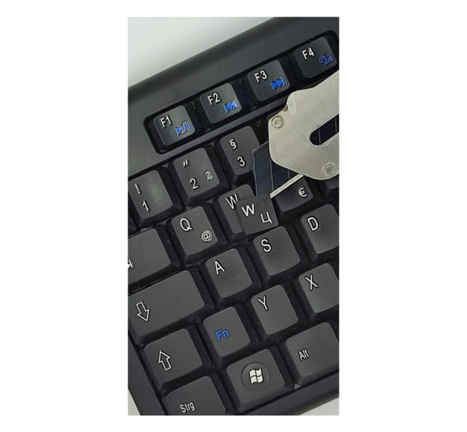 Наклейка на клавіатуру BestKey непрозора чорна, 68, срібний (BK13SIL/021)