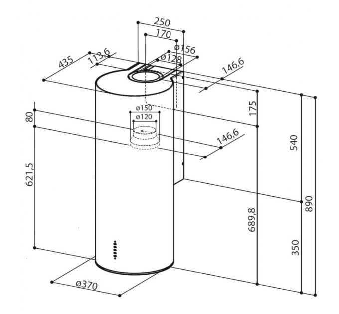 Витяжка кухонна Faber Cylindra Plus Bk Matt A37 (335.0606.998)