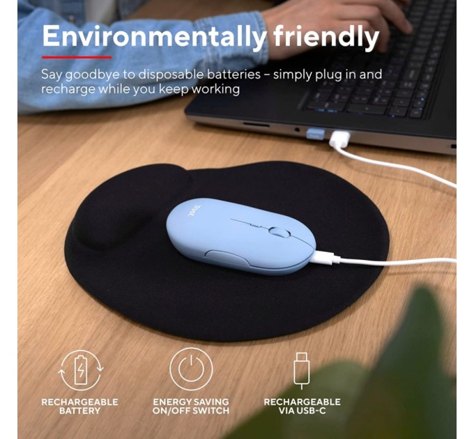 Мышка Trust Puck Wireless/Bluetooth Silent Blue (24126)