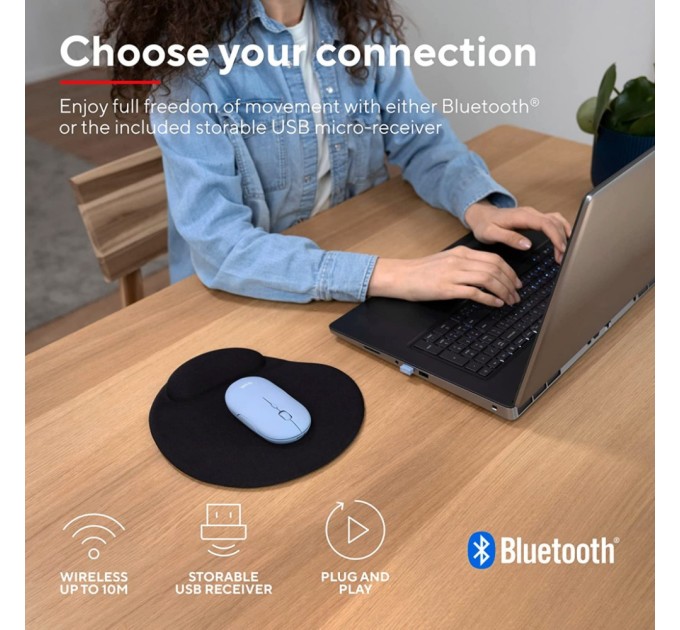 Мышка Trust Puck Wireless/Bluetooth Silent Blue (24126)