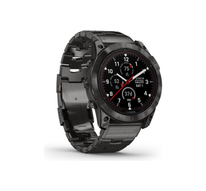 Смарт-годинник Garmin fenix 7X Pro Saph Sol, Crbn Gry Ti w/Crbn Gry Mtl Bnd, Ex, GPS (010-02778-30)