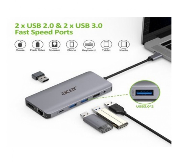 Порт-репликатор Acer 12in1 Type C dongle USB3.2, USB2.0, SD/TF, HDMI, PD, DP ... (HP.DSCAB.009)