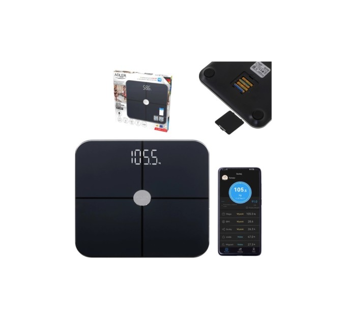 Ваги підлогові Adler AD 8187 black (AD8187B)