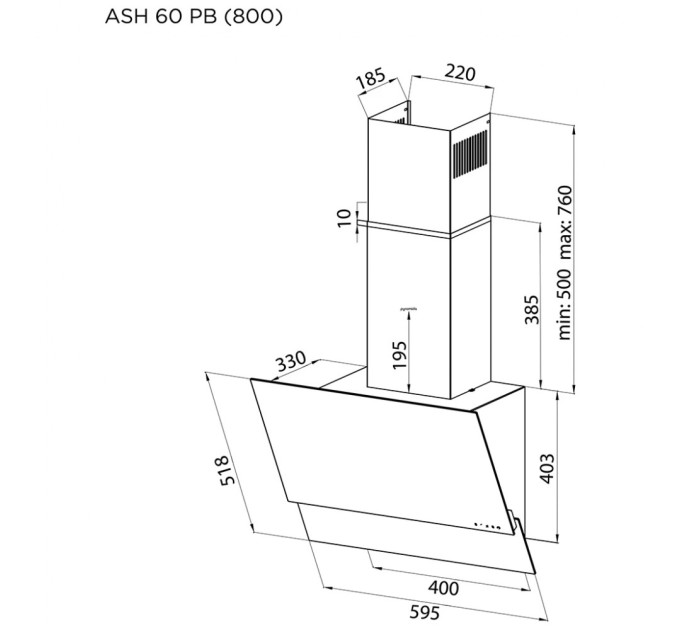 Вытяжка кухонная Pyramida ASH 60 PB (800) GWH