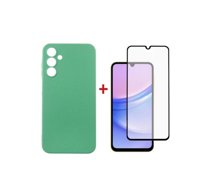 Чохол до мобільного телефона Dengos Kit for Samsung Galaxy A15 case + glass (Mint) (DG-KM-59)