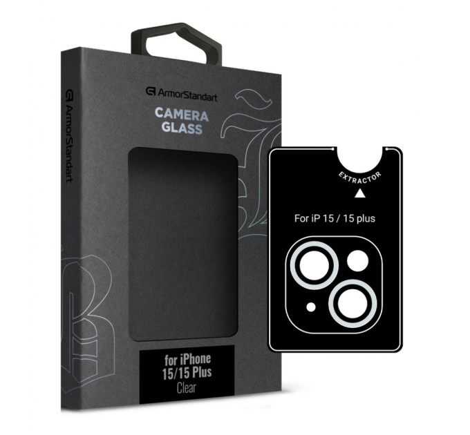 Скло захисне Armorstandart Camera glass Supreme Black Icon iPhone 15/15 Plus Clear (ARM76599)