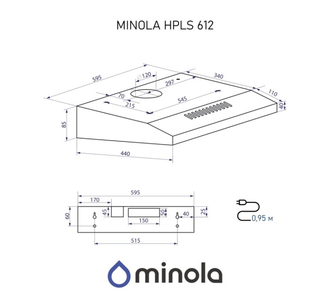 Витяжка кухонна Minola HPLS 612 BL