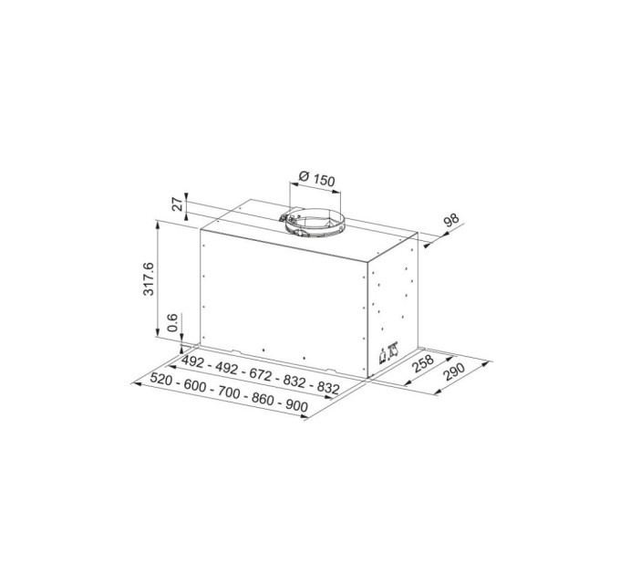 Витяжка кухонна Franke Box Flush Basic FBFE LG A70 (305.0729.553)