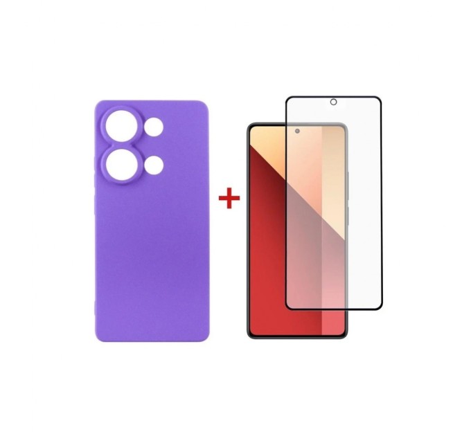 Чохол до мобільного телефона Dengos Kit for Xiaomi Redmi Note 13 Pro 4G case + glass (Purple) (DG-KM-64)