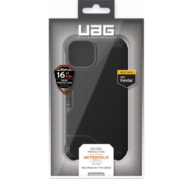 Чохол до мобільного телефона UAG Apple iPhone 14 Pro Metropolis, Kevlar Black (114046113940)