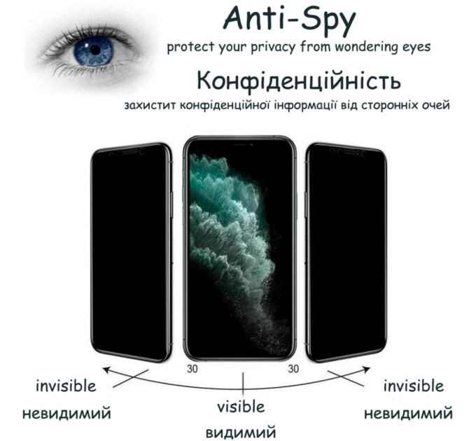 Стекло защитное Drobak Anty Spy для Samsung Galaxy M33 5G (Black) (444495)