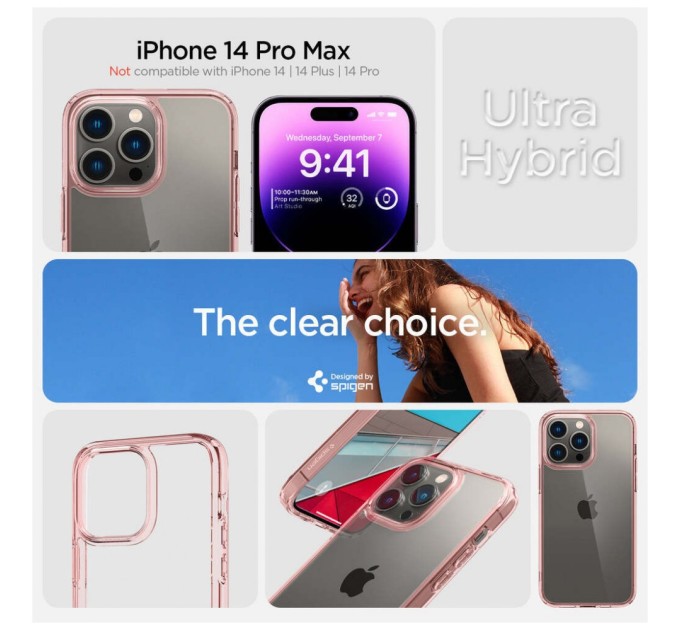 Чехол для моб. телефона Spigen Apple iPhone 14 Pro Max Ultra Hybrid, Rose Crystal (ACS04818)