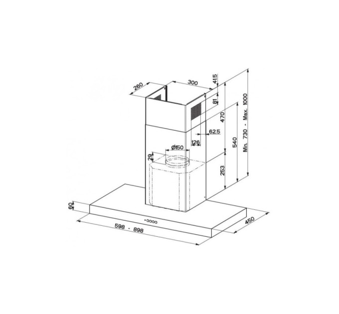 Витяжка кухонна Faber Stilo Comfort Bk Matt A90, чорний матовий (325.0618.783)