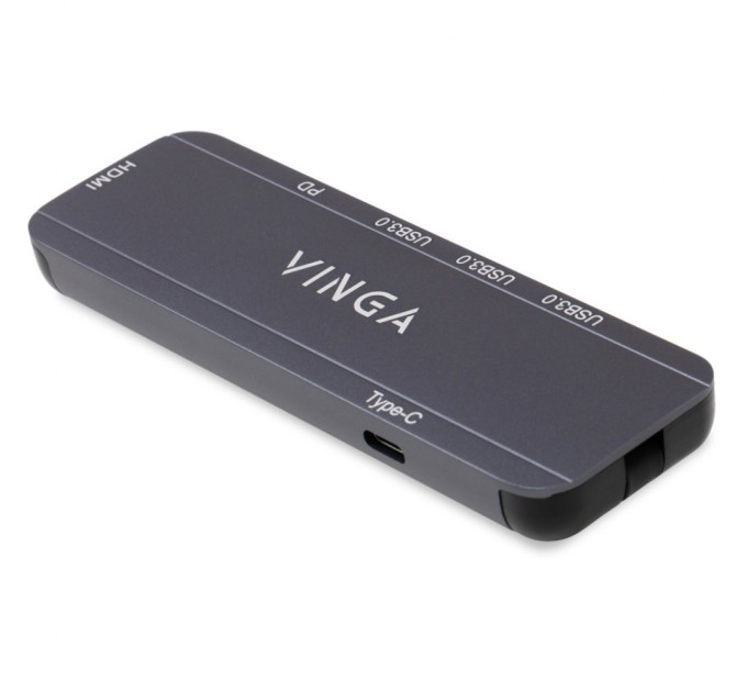 Концентратор Vinga USB-C 3.1 to HDMI+3xUSB3.0+PD100W+USB-C foldable cable (VHYC6FC)