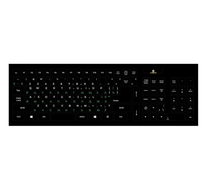 Наклейка на клавіатуру XoKo 109 keys UA/rus green, Latin white (XK-KB-STCK-BG)