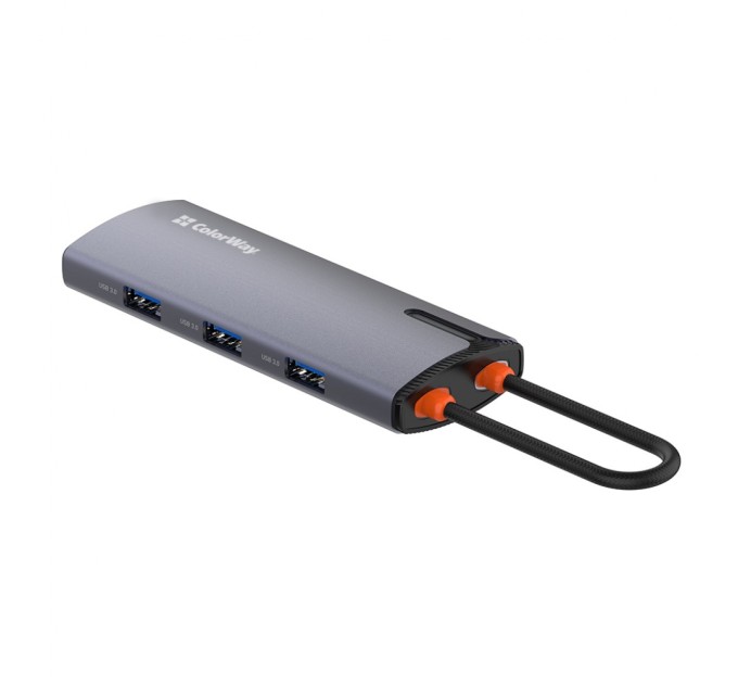 Порт-реплікатор ColorWay Docking Station USB-C 6-в-1 Type C PD 100W/USB3.0х3/USB2.0/RJ45 (CW-HUB03)