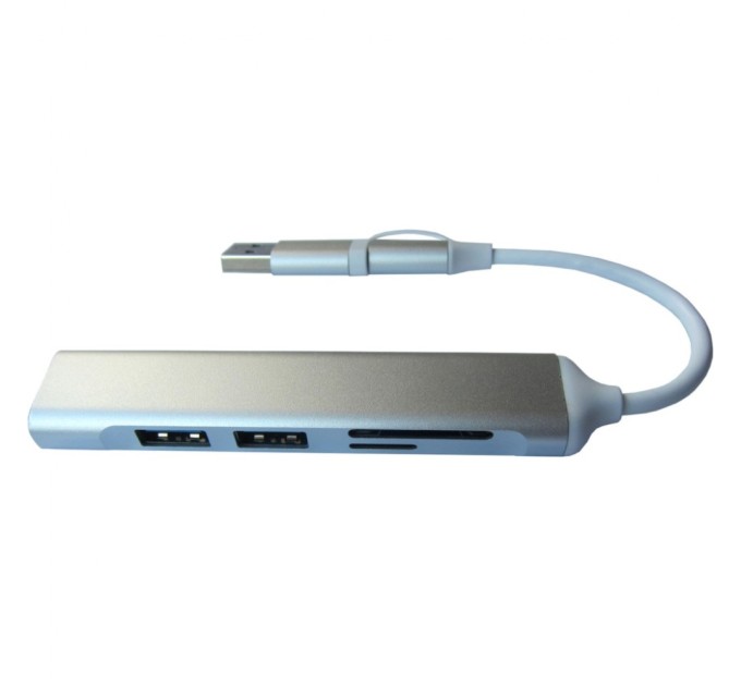 Концентратор Dynamode 5-in-1 USB Type-C/Type-A to 1хUSB3.0, 2xUSB 2.0, card-reader SD/MicroSD (DM-UH-518)