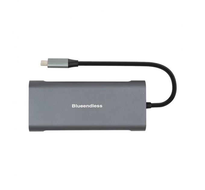 Концентратор PowerPlant USB-C to 2xUSB 3.0, 1xUSB 2.0, 1xType-C (PD), HDMI, SD, RJ45 (CA913497)