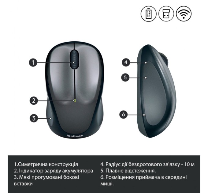 Мышка Logitech M235 Grey (910-002201)