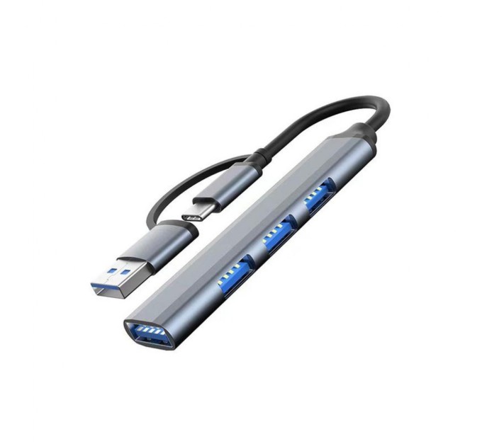 Концентратор Dynamode USB Type-C/Type-A to 1хUSB3.0, 3xUSB 2.0 metal (DM-UH-312AC)