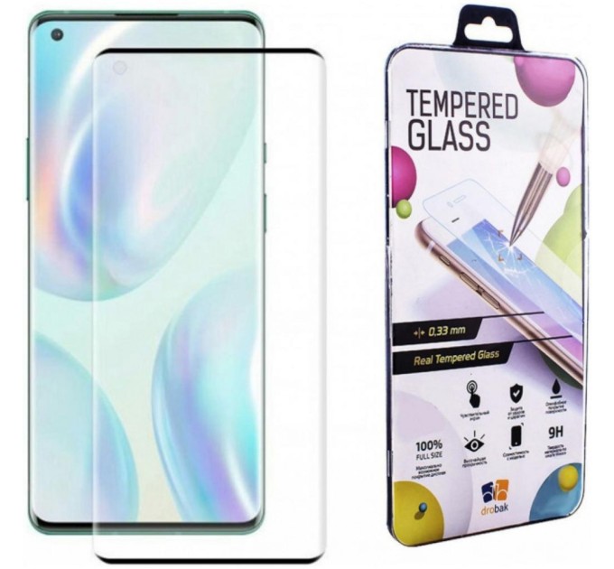 Скло захисне Drobak OnePlus 8 Lite Full Cover Full Glue (Black) (222220) (222220)